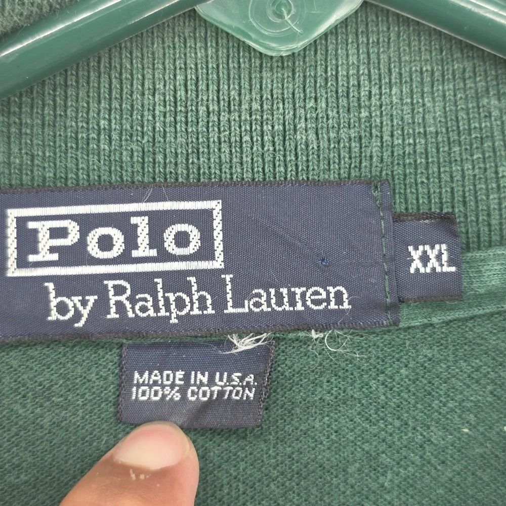 Vtg Polo Ralph‎ Lauren Short Sleeve Polo Shirt Mens XXL Green Preppy Made In USA